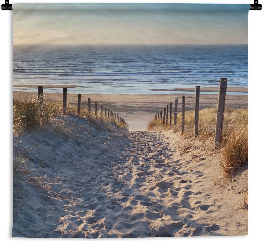 MuchoWow Wandteppich Wandbehang Strand - Meer - Niederlande - Dünen - Sonne 120x120 cm Tapisserie Dekoration Wandtuch - Modern - Baumwollgewebe
