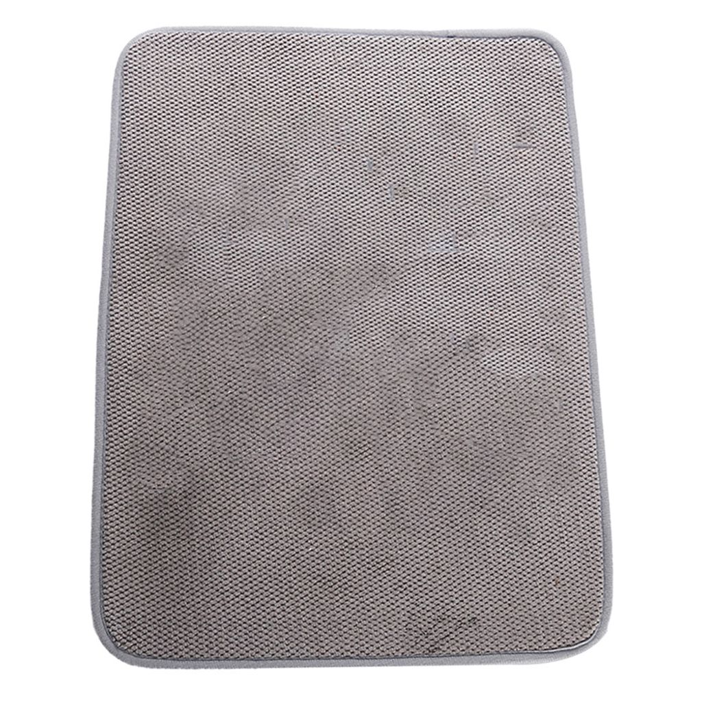 A gray microfiber dish drying mat is shown on a white background.