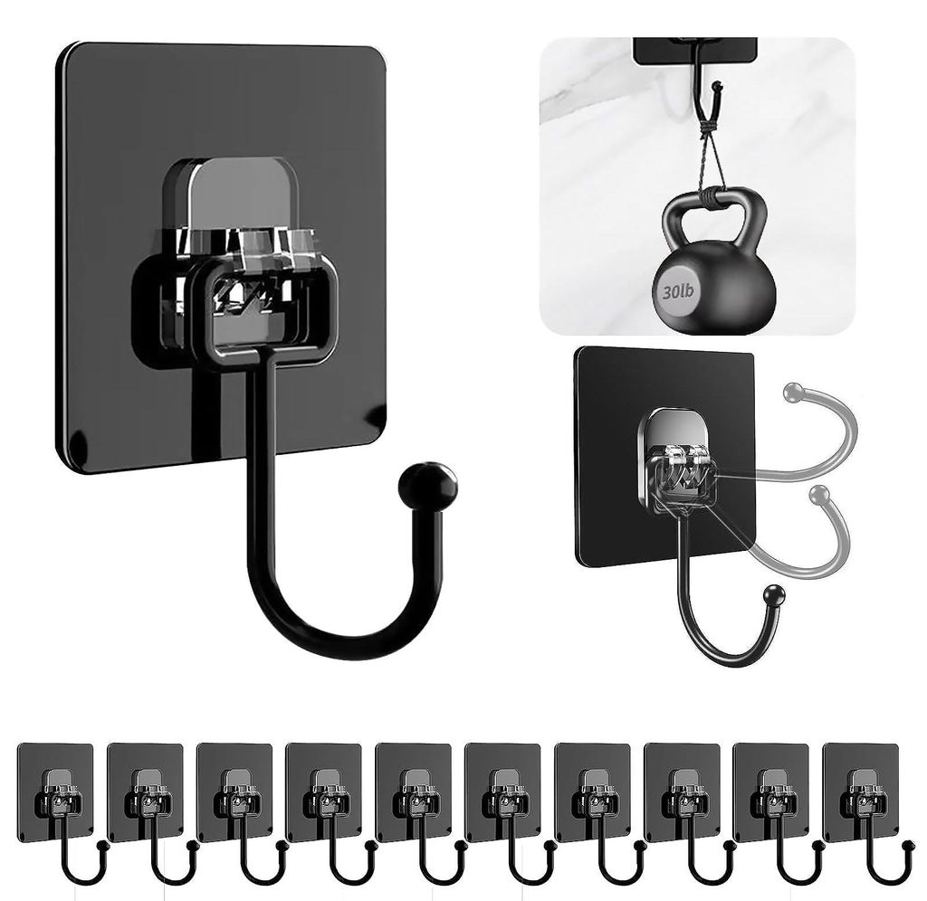 10 selbstklebende Haken, bohrfreie Handtuchhalter, hochwertige extra starke selbstklebende Haken, extra starke selbstklebende Kleiderbügel, multif...