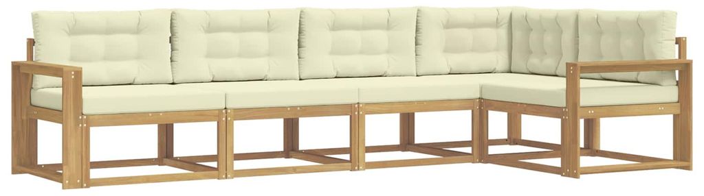 vidaXL Outdoor-Sofagarnitur mit Kissen 4 pcs Weiß und Creme Polyester