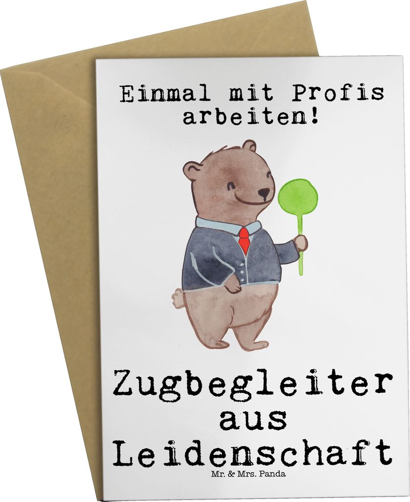 Mr. & Mrs. Panda Grußkarte Zugbegleiter Leidenschaft - Weiß - Geschenk, einladungskarten, Grußkarten, glückwunschkarten, osterkarten, weihnacht...