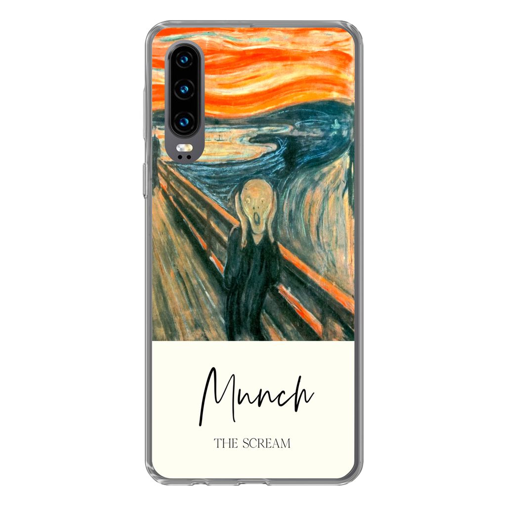 MuchoWow Handyhülle Schutzhülle Hülle für Huawei P30 Der Schrei - Edvard Munch - Alte Meister Silikon Softcase Handy Hülle - Kartenbesitzer
