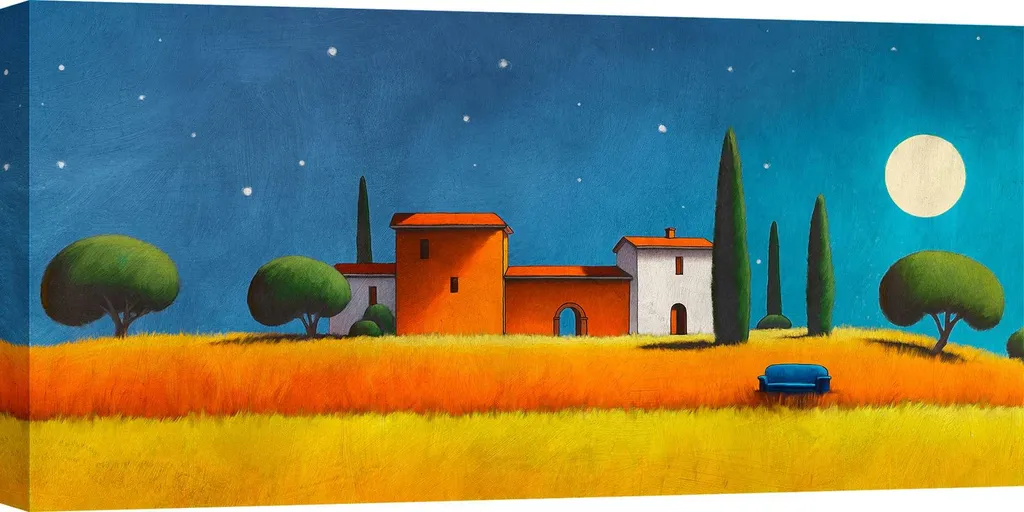 Peinture paysagère Stefano Renaldi - La nuit de San Lorenzo 120x60 cm