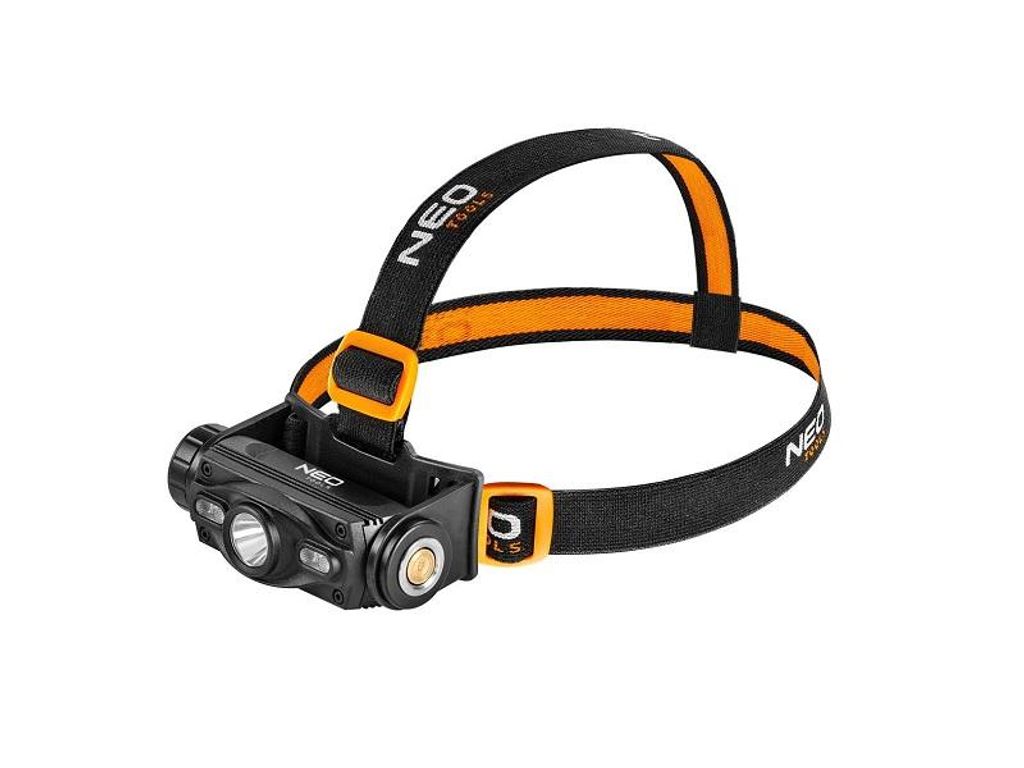 NEO TOOLS Wiederaufladbare Kopftaschenlampe 10W, max. 1000 Lm,Reichweite 200m, LED Cree L2 + LED, IP20, 2000mAh 3.7 Li-Ion, USB, 6 Lichtfunktionen ...