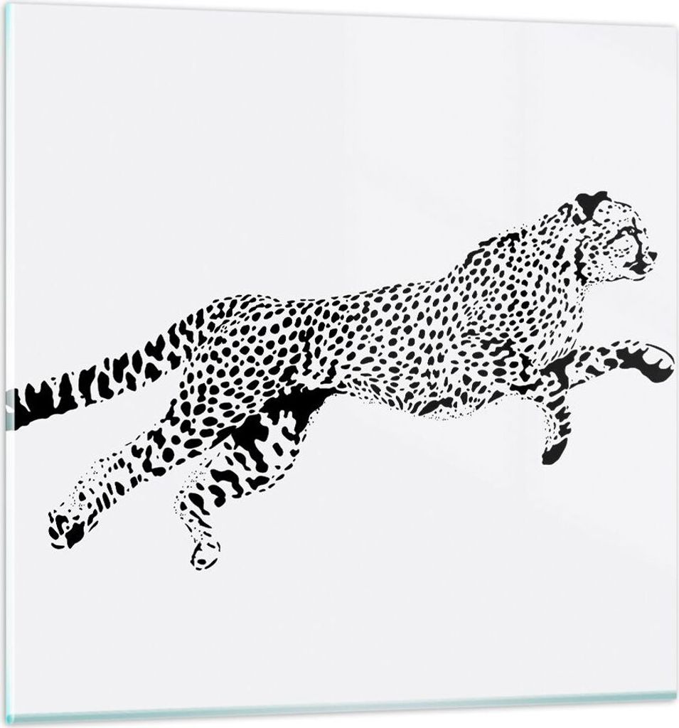 Bilder auf glas - Gepard Tier Dots - 70x70cm - Glasbilder - Wandbilder - Kunstdruck - zum Aufhängen bereit - Wanddekoration aus Glas - Glas Bilder...
