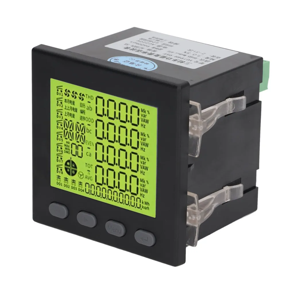 Compteur électrique triphasé rail DIN multifonctionnel 80A écran LCD - 6