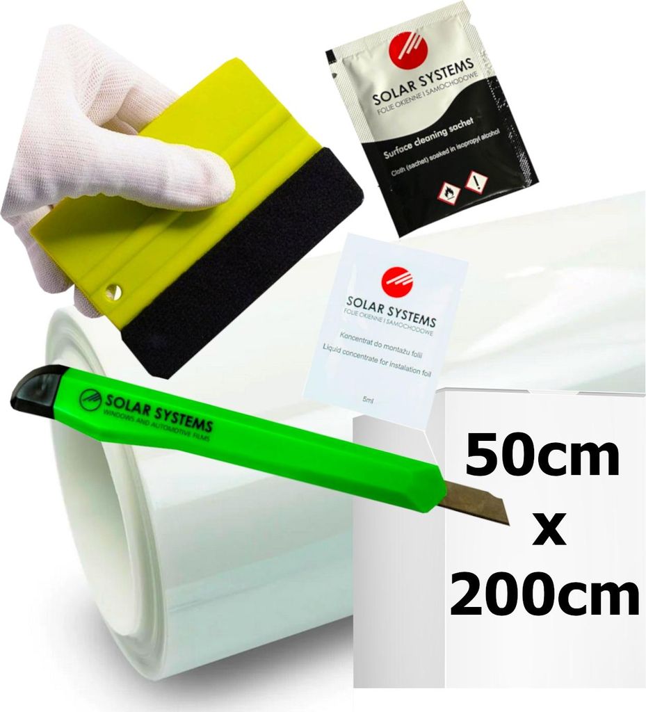 SOLAR SYSTEMS | Schutzfolie PPF Ultrashield - 50x200 cm - Transparent - Selbstheilend - Kratzfest