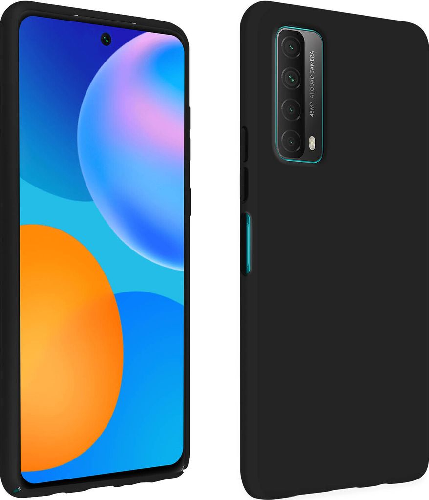Halbsteife Silikon Handyhülle für Huawei P Smart 2021, Soft Touch - Schwarz