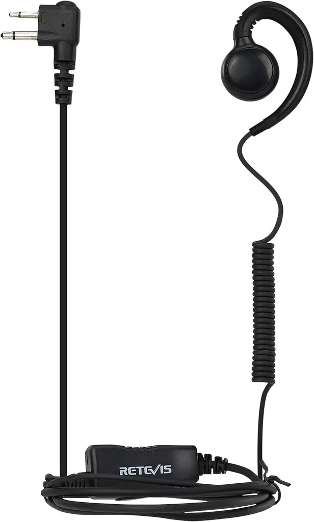 Retevis Walkie Talkies auricolari con microfono, bobina retrattile compatibile con radio C-Shape a 2 poli (1 pezzo)
