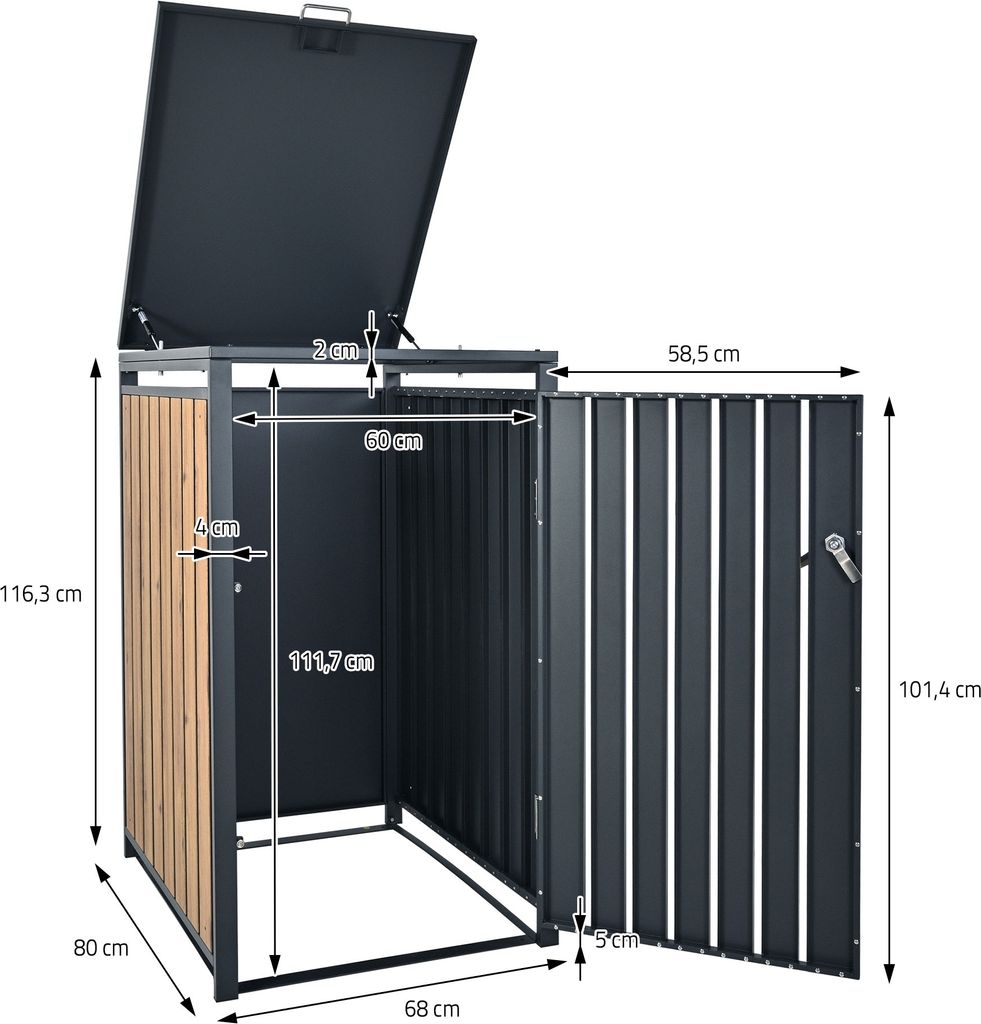 ML-Design pojemnik na 3 kosze 240L 200x80x116,3 cm Zdjęcie produktu 