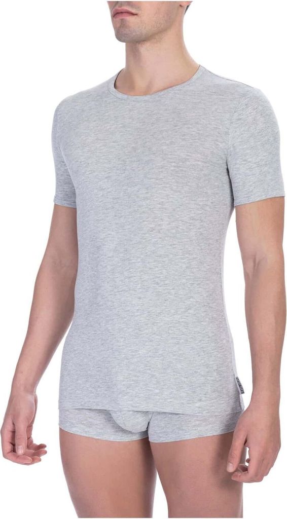 BIKKEMBERGS Herren-T-Shirt, kurzärmelig, Rundhalsausschnitt, Stretch-Baumwolle, Artikel BKK1UTS01SI, S, Cotone 95%,Elasthan 5%
