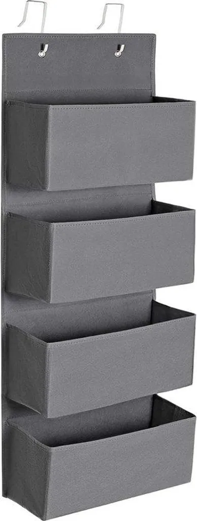 Rangement suspendu pour chambre et salle de bain gris, 4 compartiments