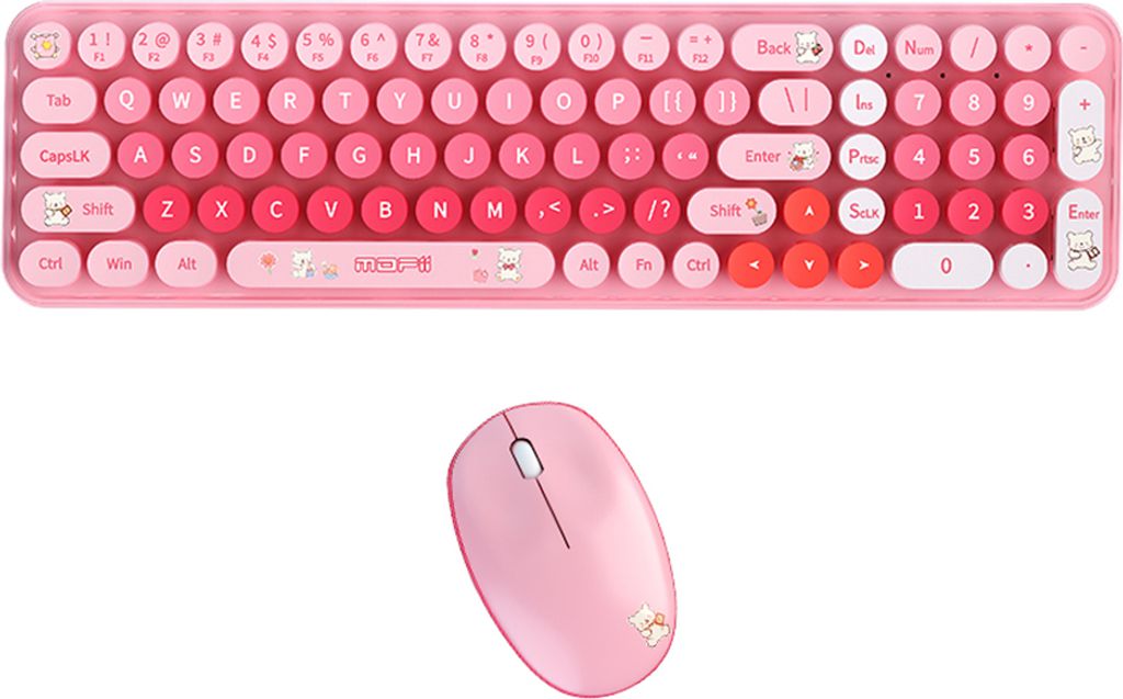 MOFII Kabellos Tastatur und Maus Set, 85 Tasten, BabyBear 2,4G USB Ergonomische Leise Kompatibel Windows XP/7/8/10 Office Laptop - Rosa