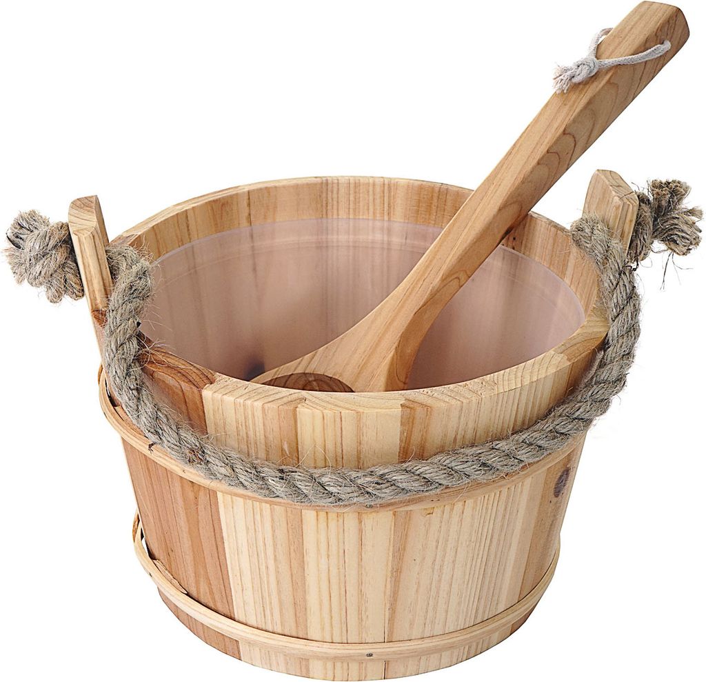 Saunakübel Set, Sauna Zubehör Aus Kiefernholz, Eimer 4L Zusammen Mit