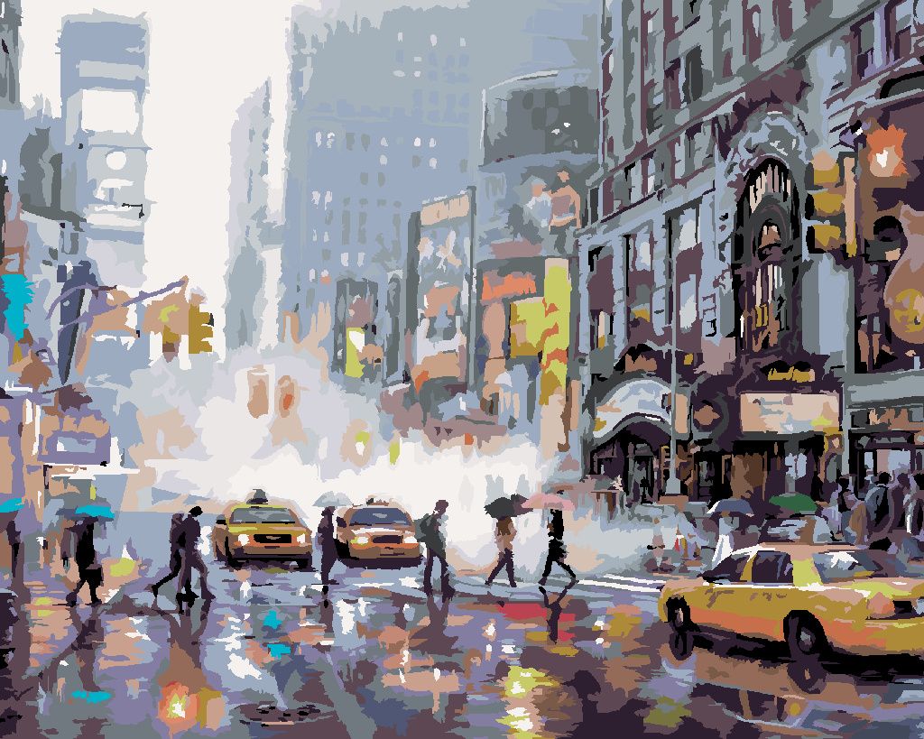 Zuty - Malen nach Zahlen - EINE BELEBTE STRASSE IN NEW YORK (RICHARD MACNEIL), 40x50 cm, ohne Keilrahmen