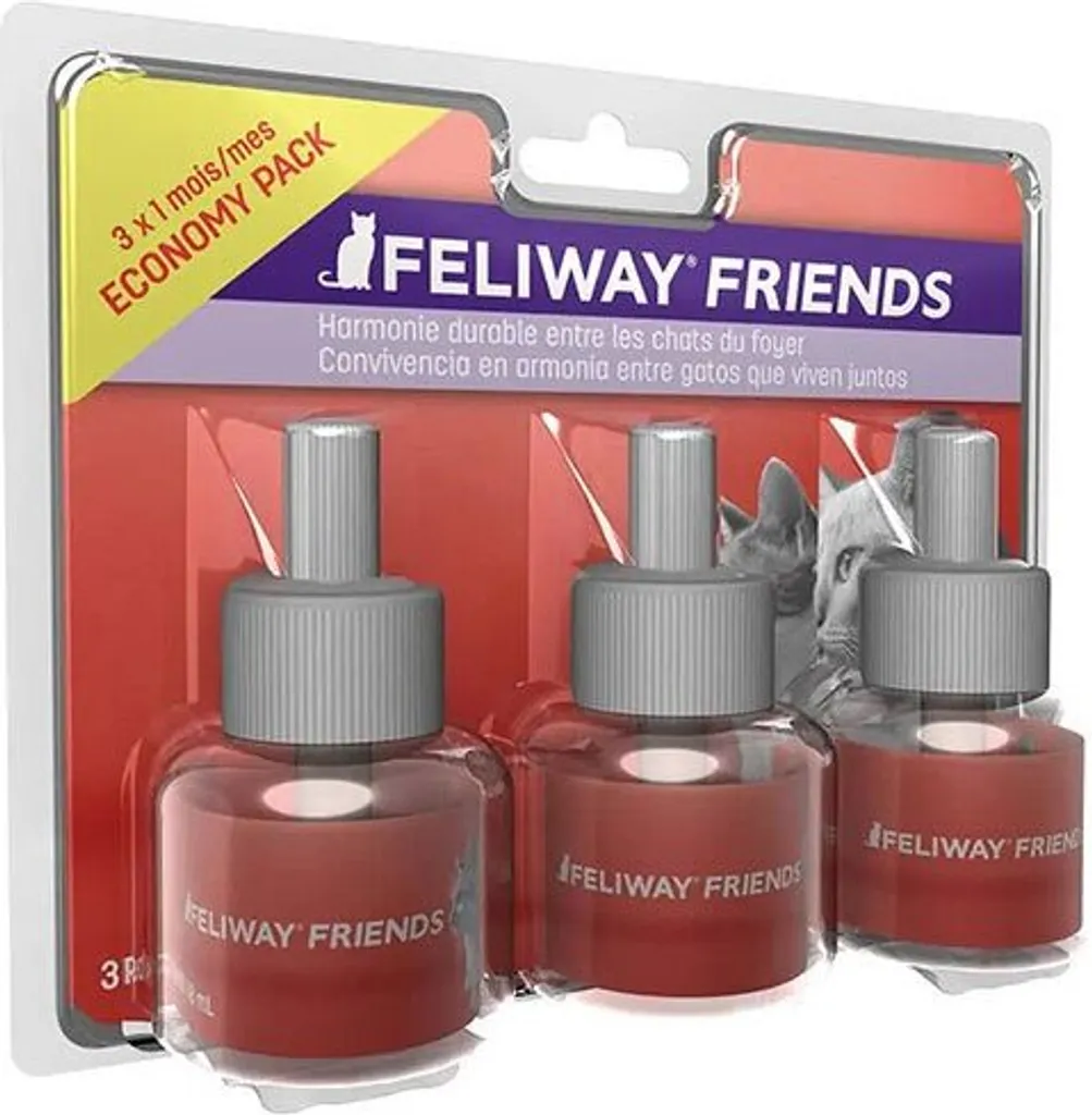 Recharge Feliway Friends 48ml pour diffuseur de phéromones - Lot de 3 pièces