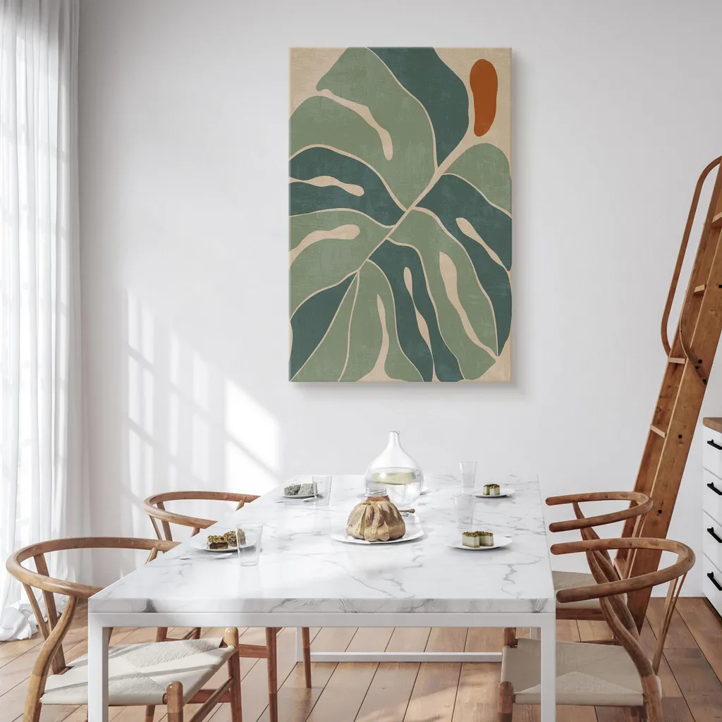Quadro Moderno Sala da Pranzo Foglie Tropicali Boho 70x100 cm - 4