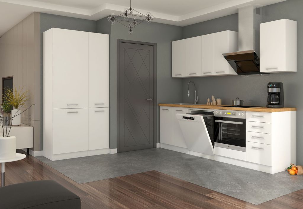 Küche Eko White 240 + 100cm weiß Küchenzeile Küchenblock Produktbild 