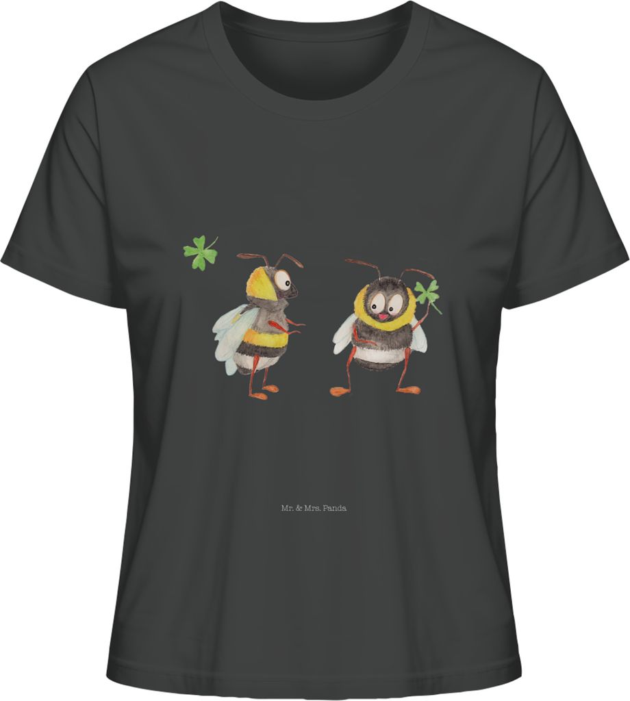 Mr. & Mrs. Panda Damen T-Shirt Hummeln Kleeblatt Größe M - Anthrazit - Geschenk, Shirt, glücklich sein, Hummel, Sommershirt, Lustige Sprüche, B...