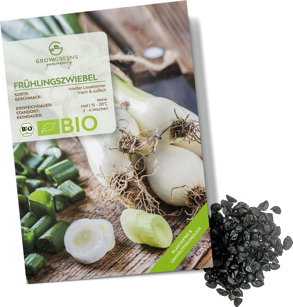 Frühlingszwiebel Samen (Weißer Lissabonner, 75 Korn) - Frühlingszwiebeln Saatgut aus biologischem Anbau ideal für die Anzucht im Garten, Balkon...