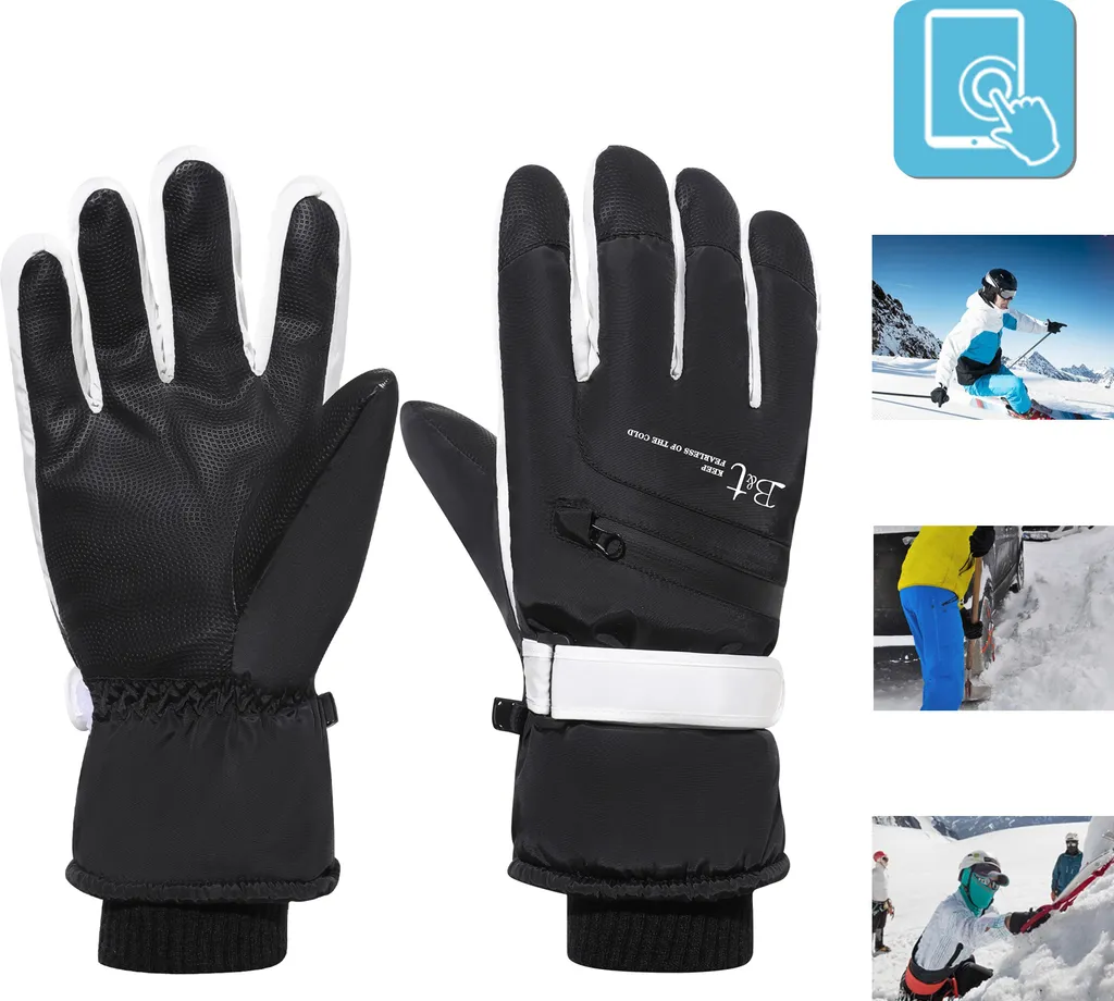 Guanti Invernali Uomo Ciclismo Sci Impermeabili e Termici Antivento Nero - 1