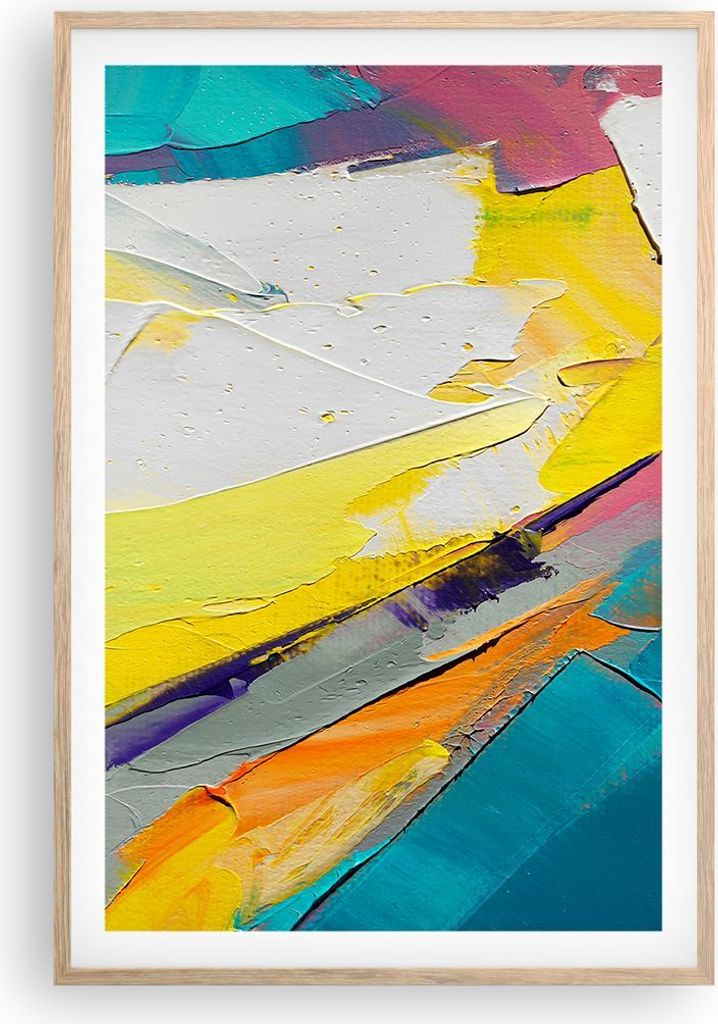 Gerahmtes Poster - Rahmen in heller Eiche - Deadlock Farben dreidimensional - 61x91,5 cm - Wand Bild - Wanddeko - Wandbilder - Kunstposter - Wandpo...