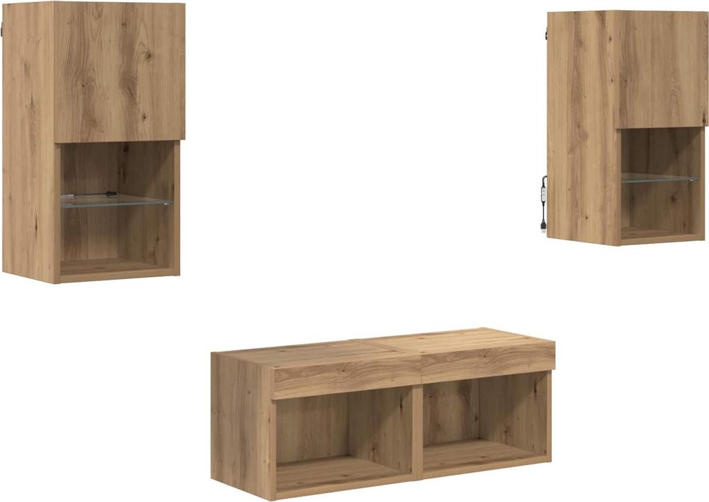 TV-Wandregale Wandmontiert 4 pcs Artisan-Eiche Holzwerkstoff