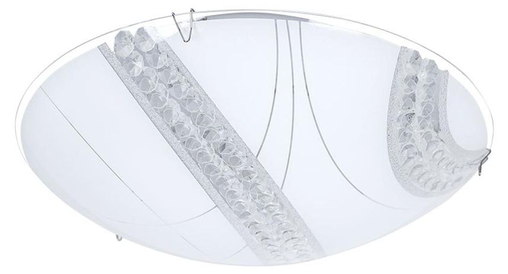 LED Deckenleuchte, Kristalle klar, Glas satiniert, D 30 cm Produktbild 