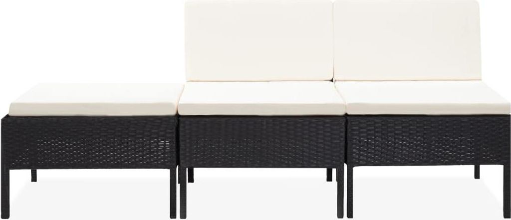 vidaXL 3-tlg. Garten-Lounge-Set mit Auflagen Poly Rattan Produktbild 