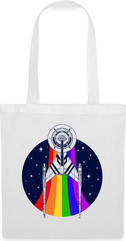 Spreadshirt Star Trek Discovery Gay Pride Regenbogen Emblem Stoffbeutel, One size, Weiß