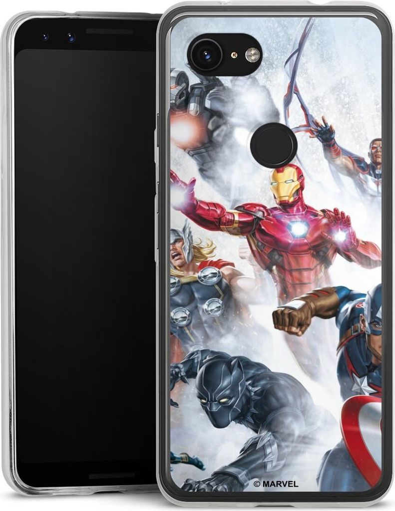 DeinDesign Slim Hülle für Google Pixel 3a Silikon Case Ultra Dünn Handyhülle Offizielles Lizenzprodukt Marvel The Avengers