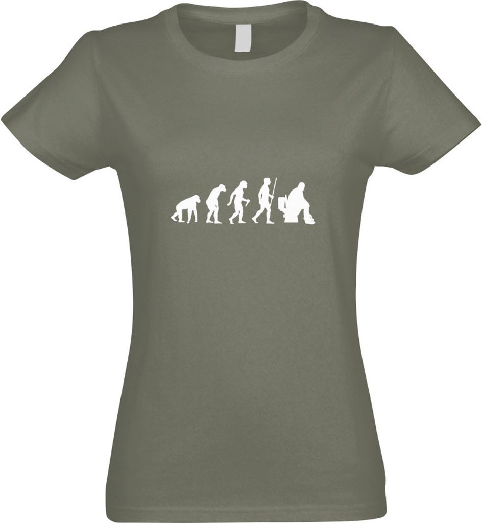 Kiwistar - T-Shirt tailliert - Damen - Olive - Klo Toiletten Evolution - mit Motiv Bedruckt - Funshirt Design - Sport - Freizeit - Damen - XXL