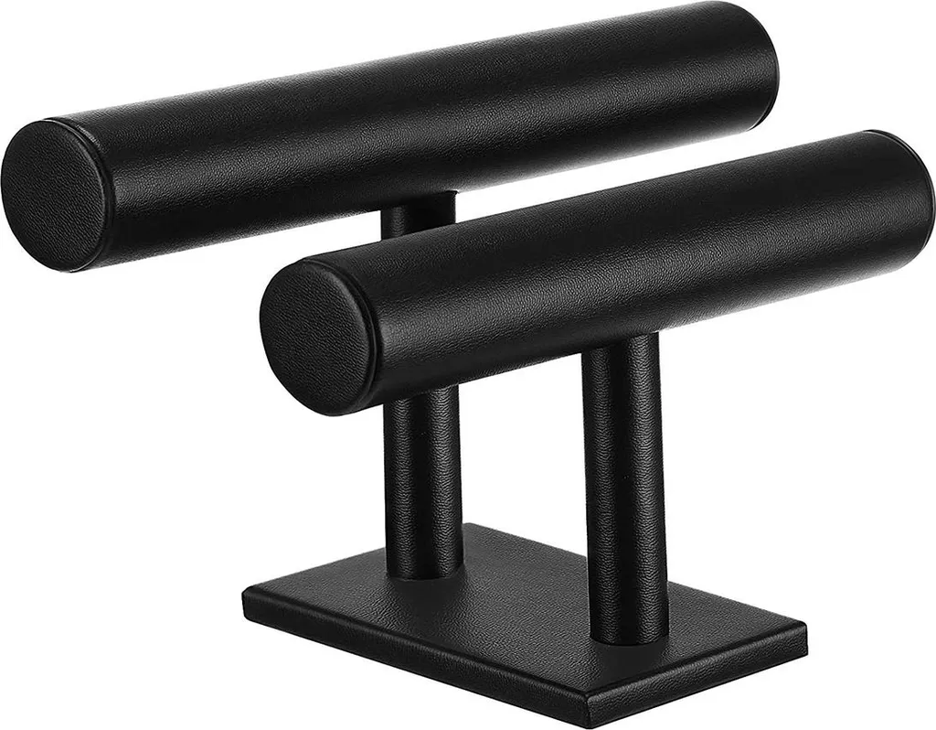 Porte-bijoux double rouleau noir mat pour rangement de montres chic
