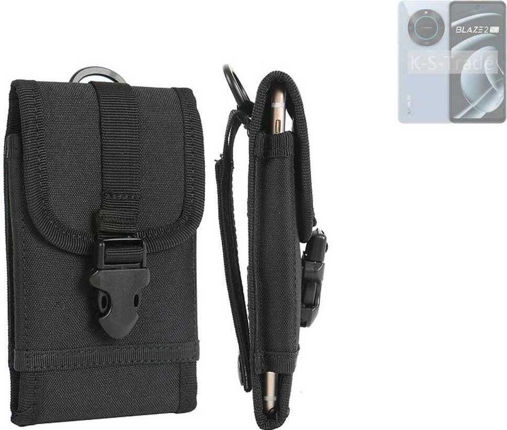 K-S-Trade Holster Handy Hülle kompatibel mit Lava Blaze 2 5G Holster Handytasche Gürtel Tasche Schutz Hülle Robust Outdoor schwarz