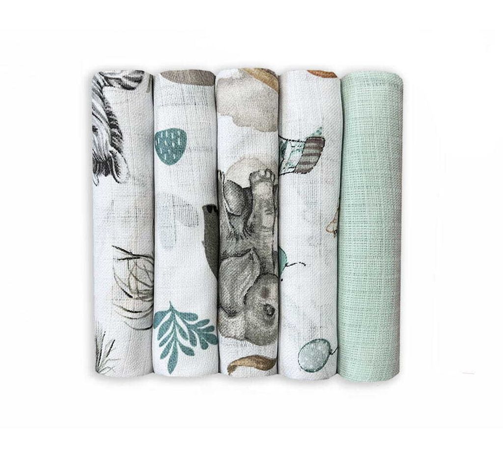 DOLCE SONNO Tetra-Stoffwindeln – 5 Stück – Bunte Windeln aus 100% Baumwolle – Spucktücher – Set 5