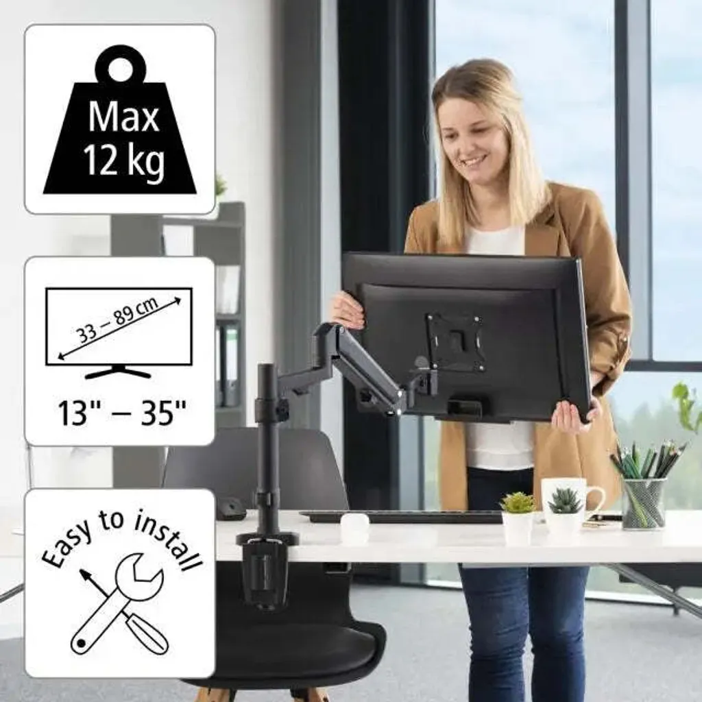 Libérez de l'espace bureau avec ce bras écran 35 pouces pneumatique
