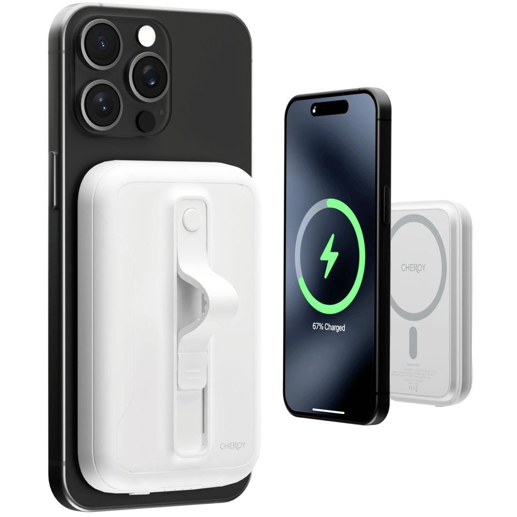 CHEROY ChargePack Mini - Magnetische Kabellose Powerbank - 5000 mAh - 15 W MagSafe - Weiß