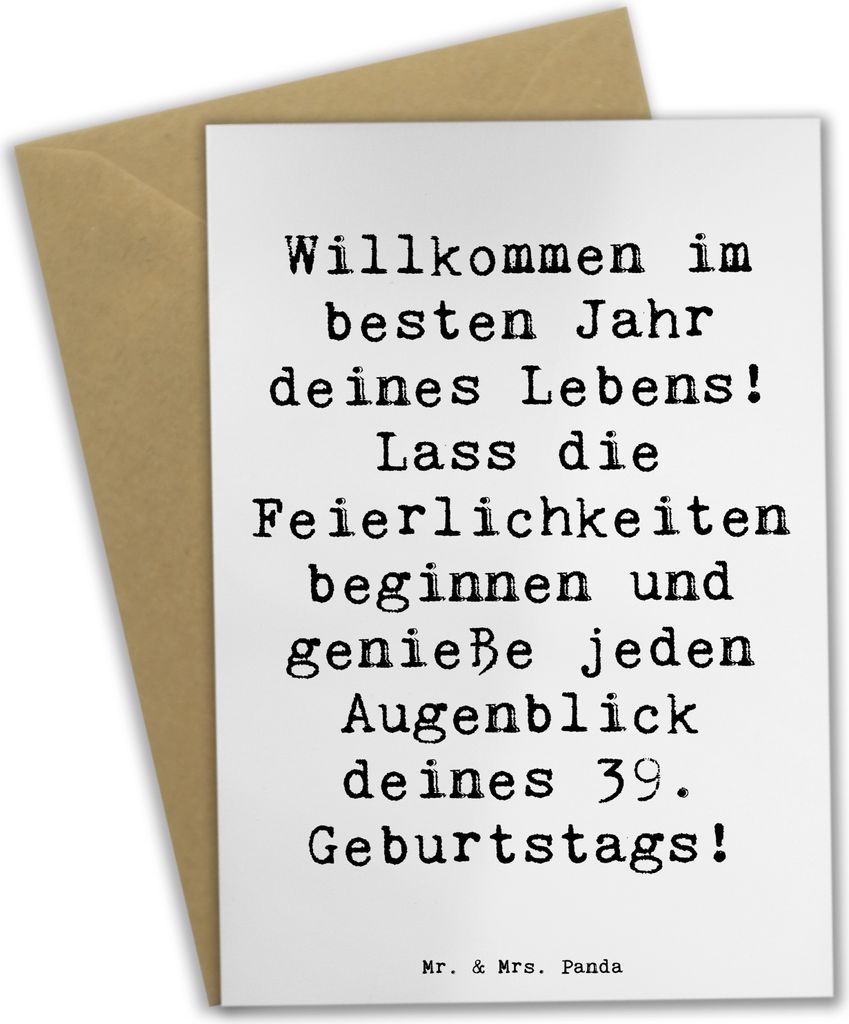 Mr. & Mrs. Panda Grußkarte Spruch 39. Geburtstag - Weiß - Geschenk, osterkarte, freudige Anlässe, Überraschung, unvergessliche Augenblicke, Alt...