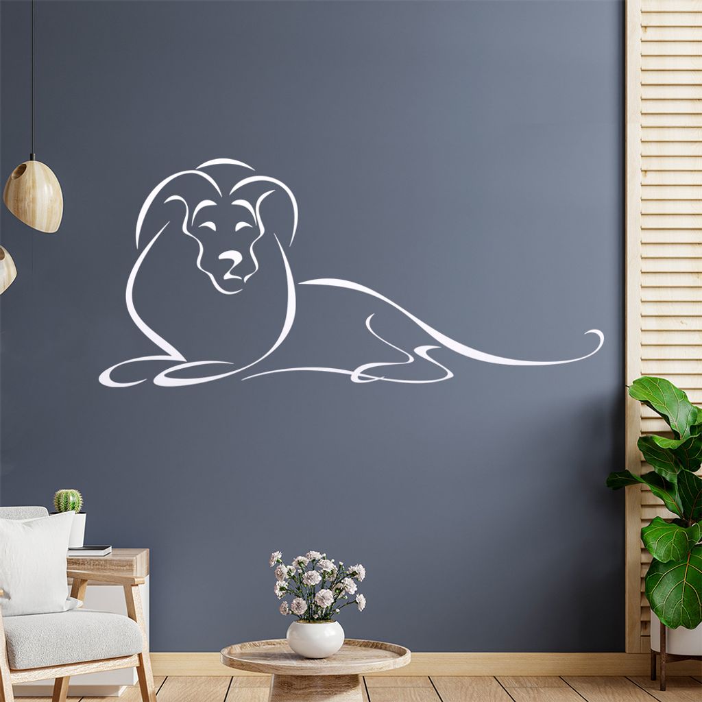 Löwe Linien Wandtattoo in 6 Größen - Wandaufkleber Wall Sticker - Dekoration, Küche, Wohnzimmer, Schlafzimmer, Badezimmer