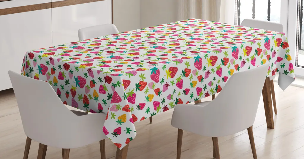 Tovaglia Esterna ABAKUHAUS 140x200 - Motivo Frutta Rosa Senape Alta Qualità