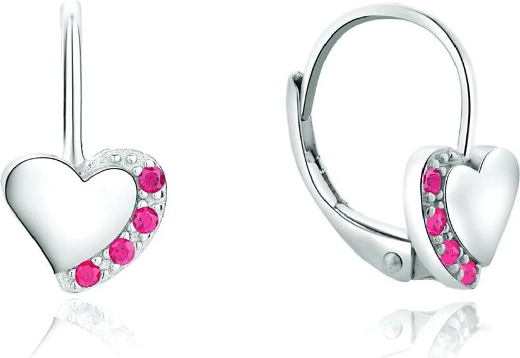 Boucles d'oreilles cœur avec zircons E0000849 - Bijou élégant brillant