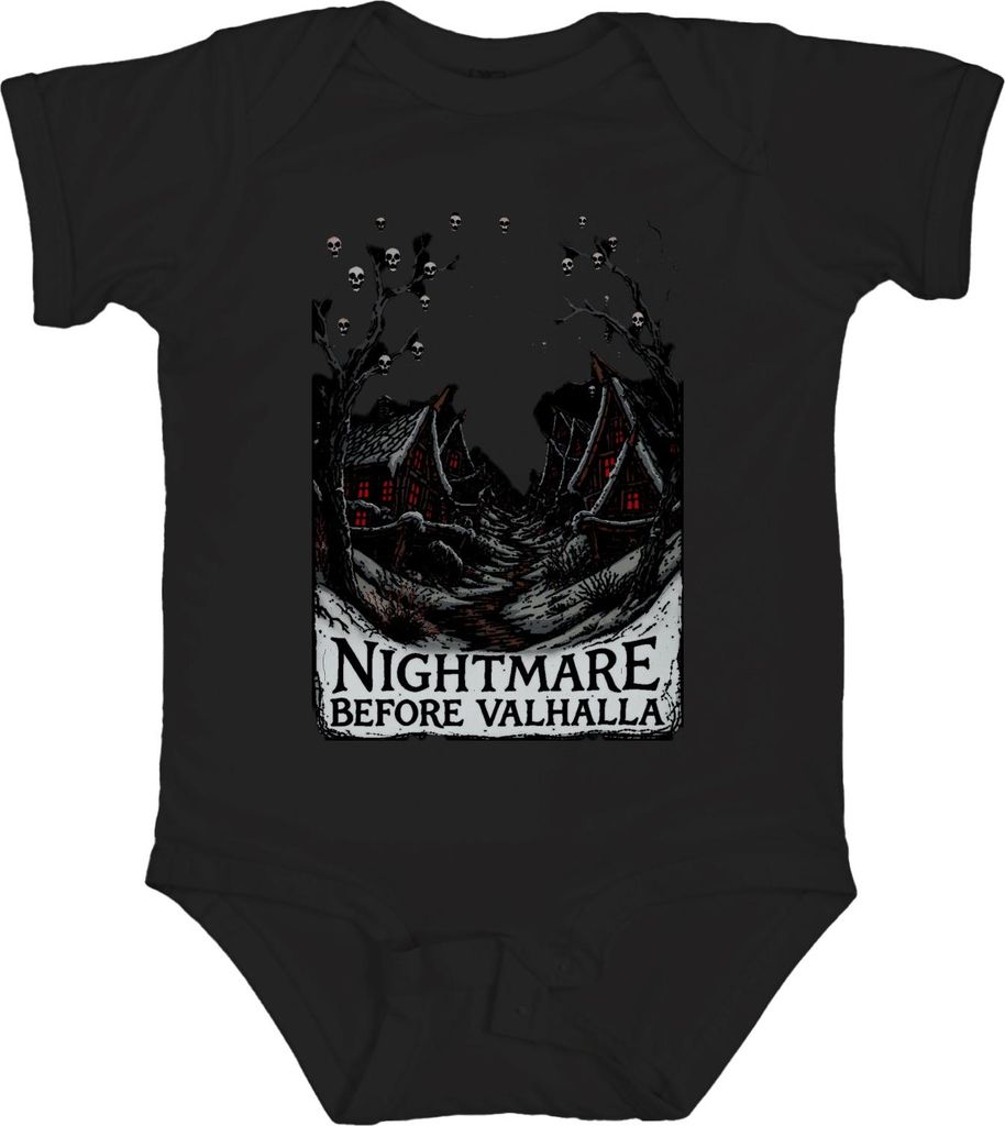 Nightmare Before Valhalla Wikinger Totenköpfe nordisch Halloween Unisex Baby Body, Schwarz, 18/24
