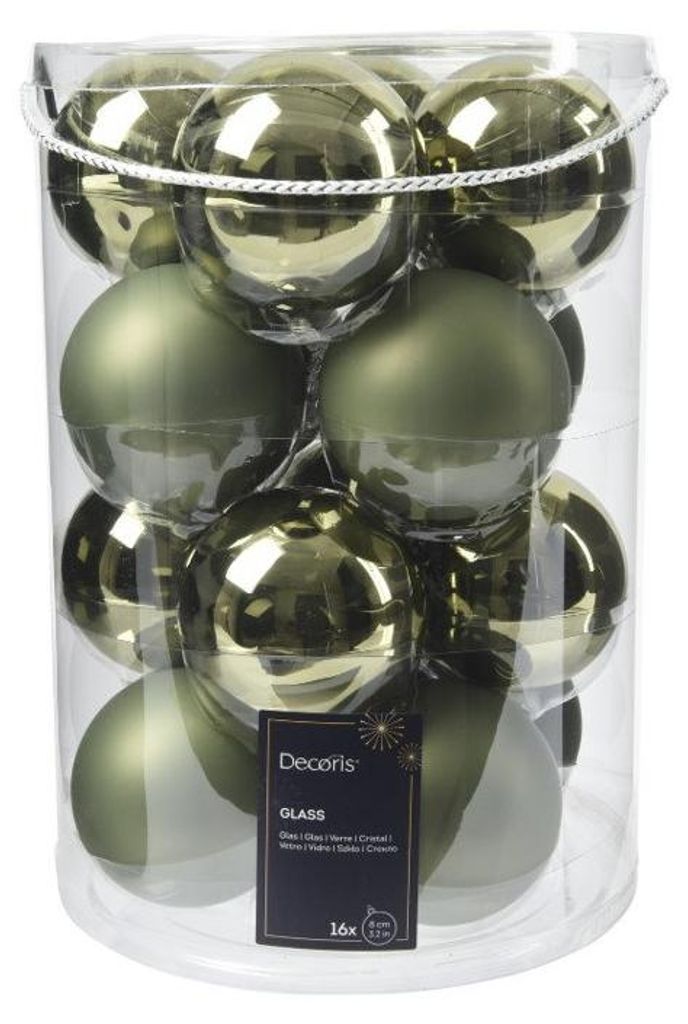 Baubles glass shiny-matt mix dia. 8,00 cm rosemary Productafbeelding 