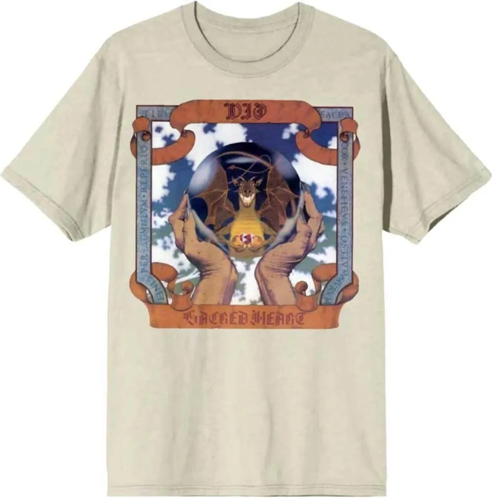 T-shirt en fibres naturelles Dio Sacred Heart taille L motif vintage