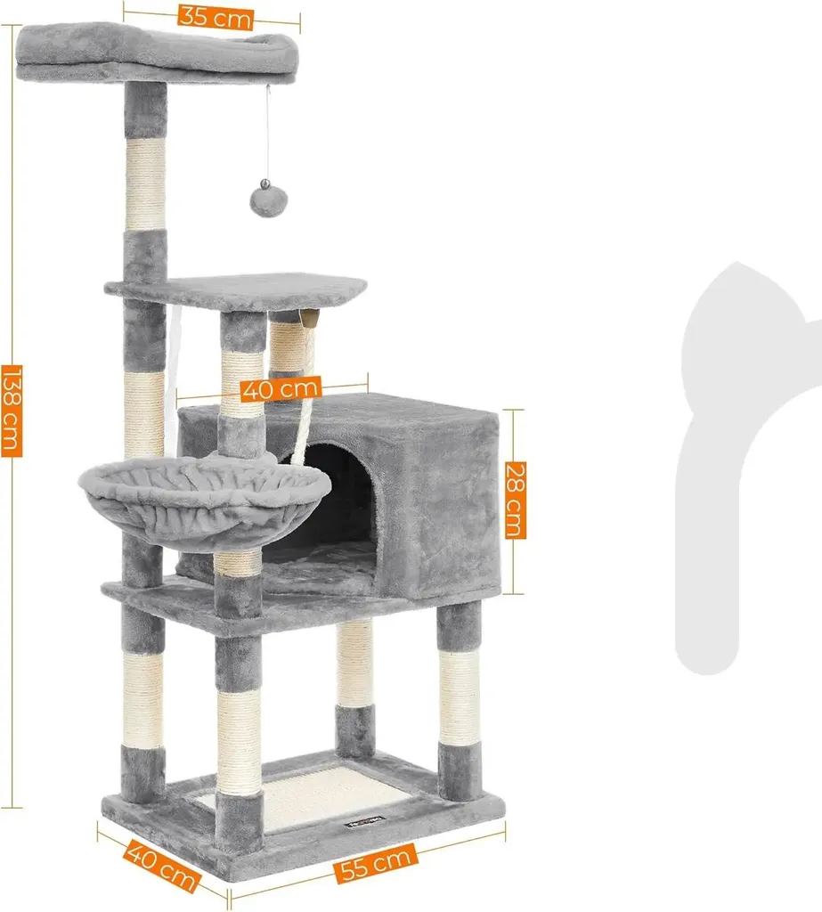 Arbre à chat 5 niveaux gris avec structure renforcée haute qualité - 5