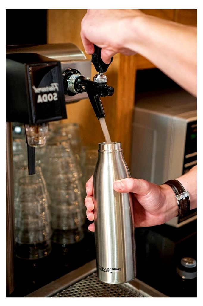 TC BOTTLE Edelstahl matt 0,50l, Isolierflasche, kohlensäurefest, 12h heiß, 24h kalt, auslaufsicher, für Schule, unterwegs und Büro