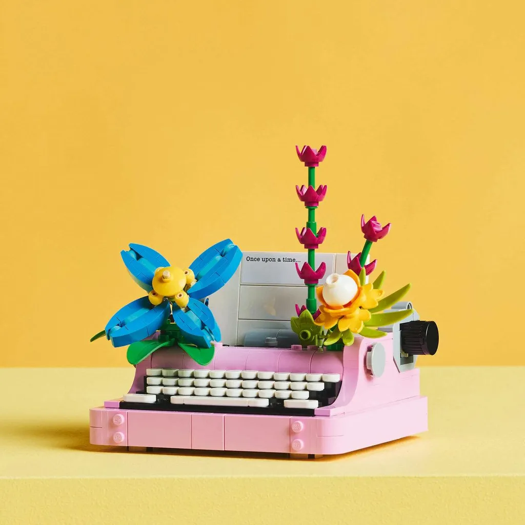 Machine à écrire LEGO Creator 31169 avec fleurs, objet de collection rétro - 27