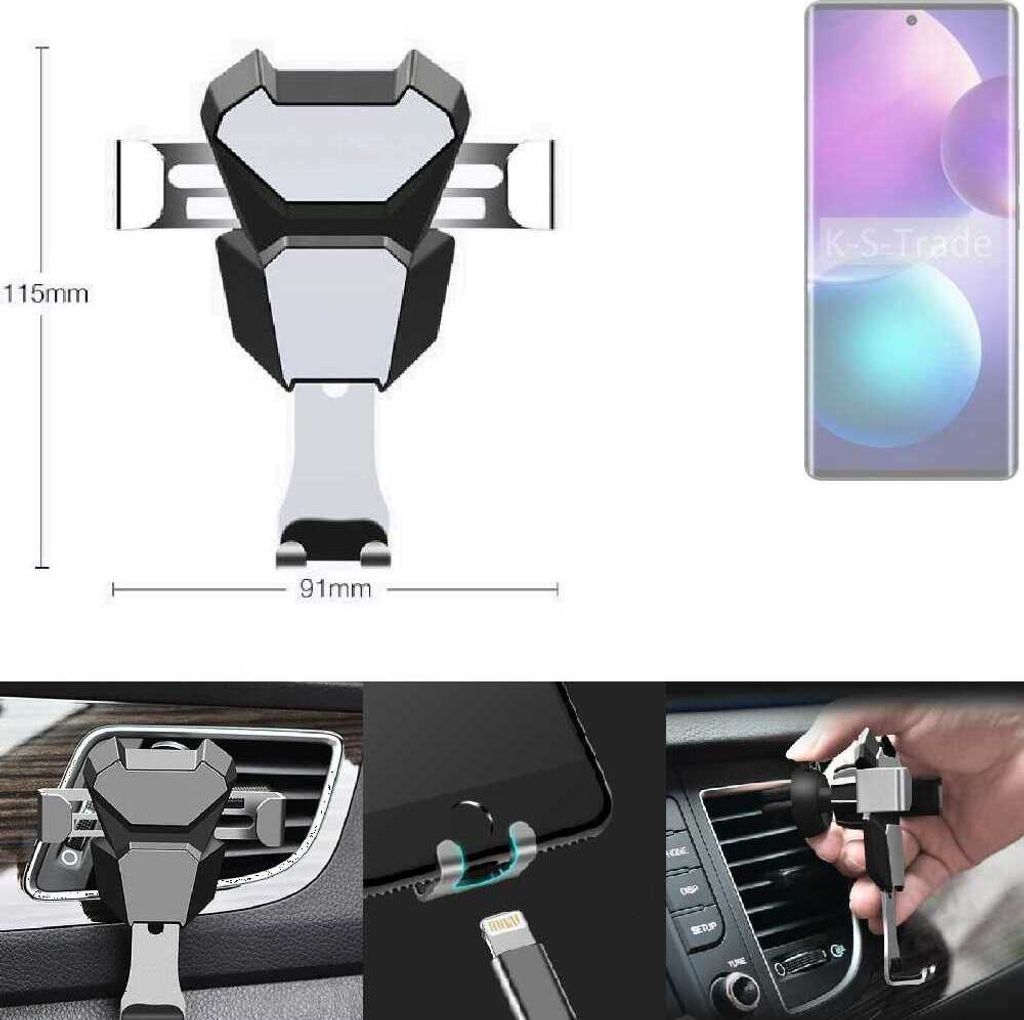 K-S-Trade Lüftungshalterung kompatibel mit Infinix Zero 40 4G kompakte Handy-Halterung Lüftungsschlitz Lüftungsgitter Autohalterung KFZ