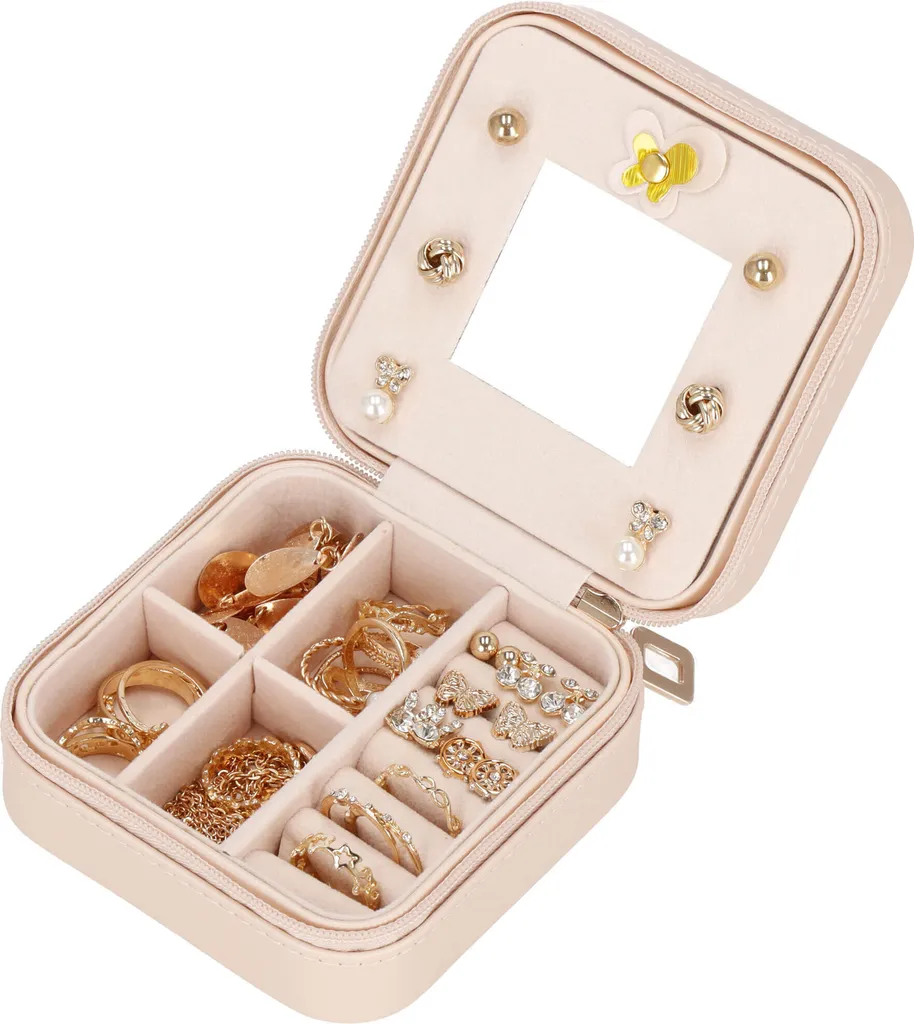 Portagioie da Viaggio 10x10x5 cm con Cerniera - Organizer Gioielli Compatto