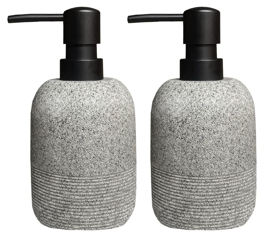 Grauer Seifenspender, Flüssigseifenspender-Set für Badezimmer, Waschtisch, Lotion-Seifenspender für Küchenspüle, 2-teilig